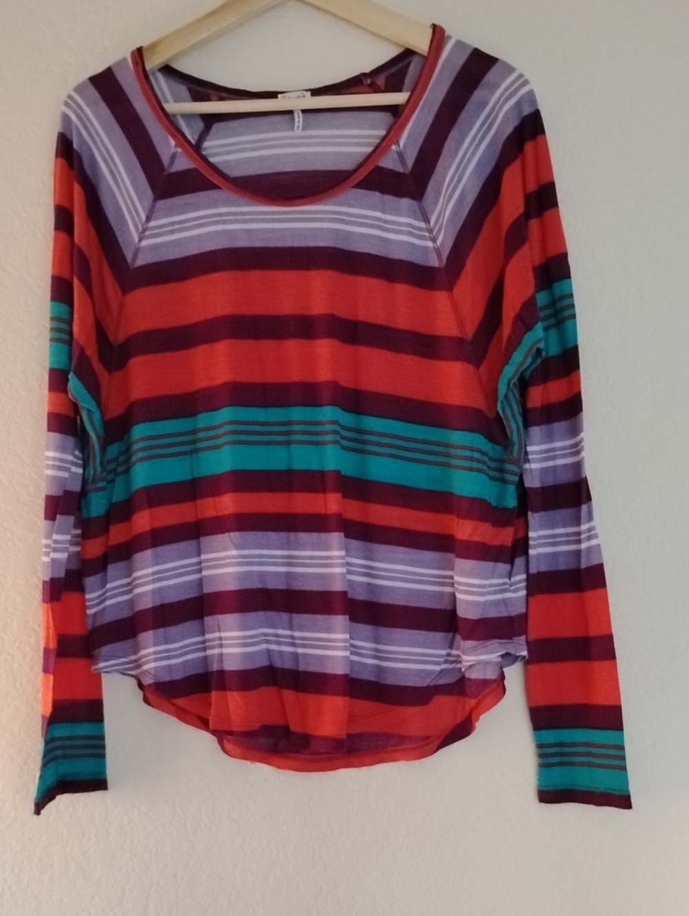 Splendid 100% Modal Multicolor Striped Long-Sleeve Scoop Neck Top